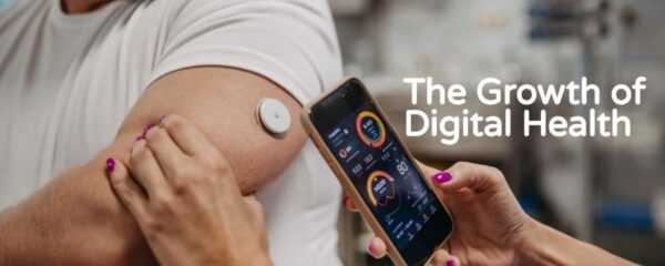 A patient uses a continuous glucose monitor to check their blood sugar